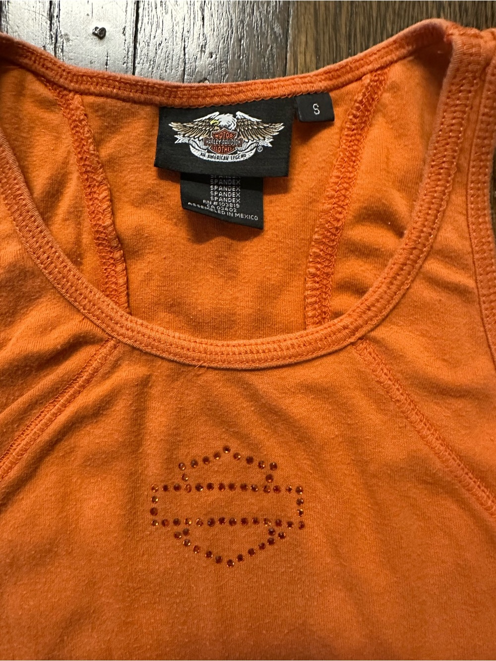 Harley-Davidson Orange Tank with Rhinestone Logo